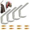 4 Pack Sturdy Aluminium Motorcycle Helmet Holder,motorbike Jacket Display Rack,Backpack Bags Wall Mount Hanger,Cloth Coat Glove Storage Hook - with mounting screwsNo Helmet view 1