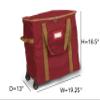 Covermates Keepsakes Rolling Adjustable Ornament Storage Bag  Heavy-Duty Polyester, FlexGrid Trays & Padded Dividers  Protective Holiday Organizer with Wheels, Handles & ID Window, Red view 3