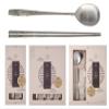 BALWOO [5 Sets] [Made in Korea] Orchid Design Korean Style Sticky Rice Spoon Chopsticks Set Silverware Set 304 Stainless Steel Cutlery Set Soup Spoon Ramen Chopsticks Flatware (5 Sets) view 1