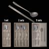 BALWOO [5 Sets] [Made in Korea] Orchid Design Korean Style Sticky Rice Spoon Chopsticks Set Silverware Set 304 Stainless Steel Cutlery Set Soup Spoon Ramen Chopsticks Flatware (5 Sets) view 2