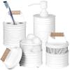 Autumn Alley White Bathroom Accessories Set 4 - Farmhouse Soap Dispenser, Toothbrush Holder, 2 Apothecary Jars Qtip Holder - White Bathroom Decor  Rustic Farmhouse Bathroom Accessories view 1