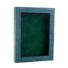 11x14 Shadow Box Frame Blue Wood | with a 1" Usable Display Depth | Includes a Forest Green Real Suede Texture Acid-Free Backing Board, UV Resistant Acrylic, and Hanging Hardware view 1