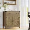 HOSTACK Coffee Bar Cabinet, Kitchen Storage Cabinet, Modern Farmhouse Buffet Sideboard with Drawer and Adjustable Shelf, Barn Door Accent Cabinets for Kitchen, Dining Room, Entryway,Rustic Brown view 2