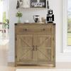 HOSTACK Coffee Bar Cabinet, Kitchen Storage Cabinet, Modern Farmhouse Buffet Sideboard with Drawer and Adjustable Shelf, Barn Door Accent Cabinets for Kitchen, Dining Room, Entryway,Rustic Brown view 4