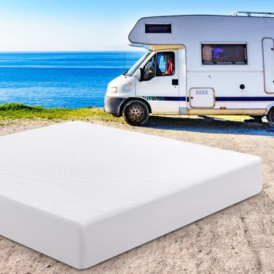 Opoiar 10 Inch Short Queen RV Mattress,Gel Green Tea Memory Foam Mattress for RVs, Campers & Trailers,Bed in a Box,Pressure Relief,Medium Firm,Back Supportive,Made in USA
