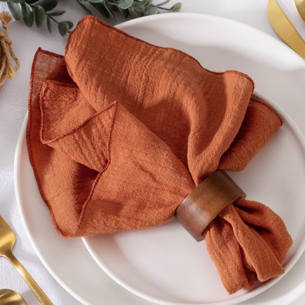 MLMW Cloth Napkins Set of 10 Terracotta Spring Summer Cotton Linen Napkins Bulk Washable 16.5"16.5" Table Napkins for Wedding Party Baby Shower Bridal Shower Birthday