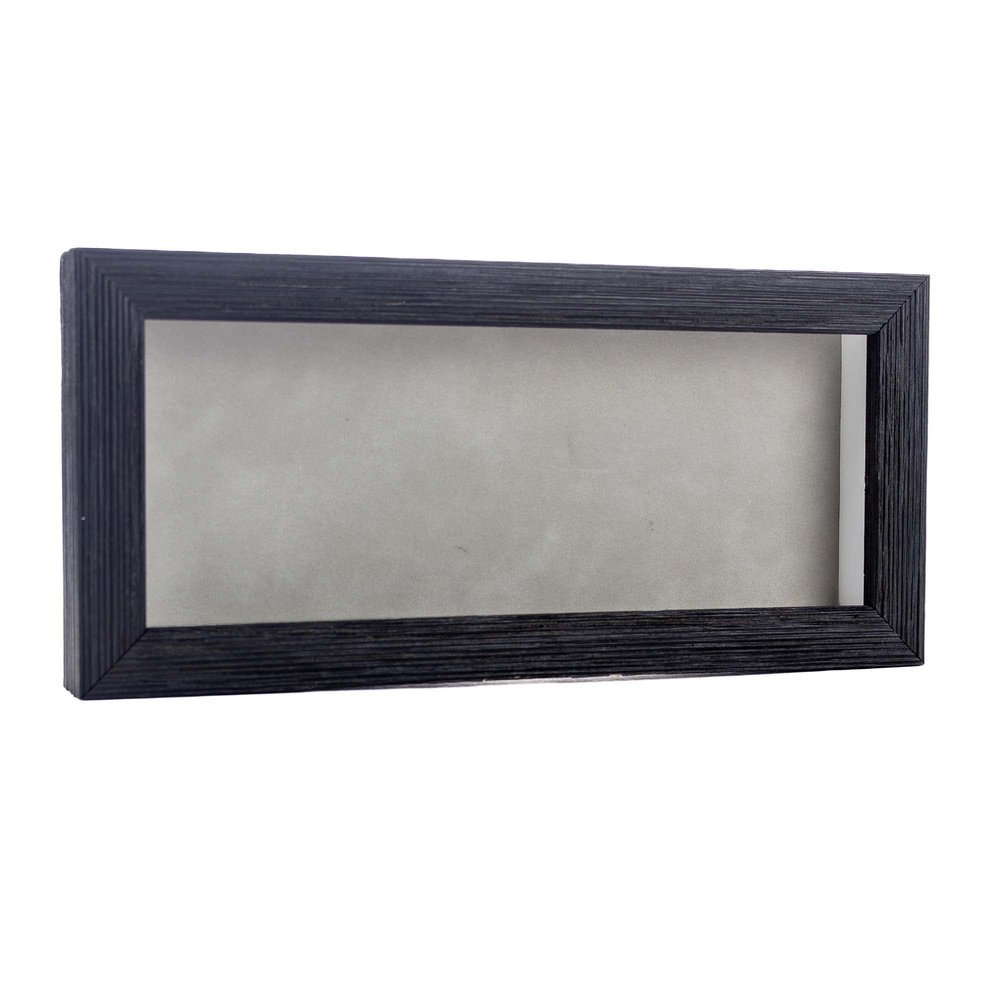10x20 Shadow Box Frame Barnwood Black Wood | with a 1" Usable Display Depth | Includes a Light Grey Real Suede Texture Acid-Free Backing Board, UV Resistant Acrylic, and Hanging Hardware