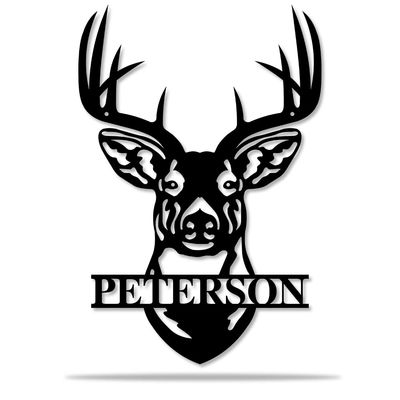 Custom Metal Deer Head Wall Art - Antler Decor, Hunter Gift, Farm Sign, Fathers Day Present