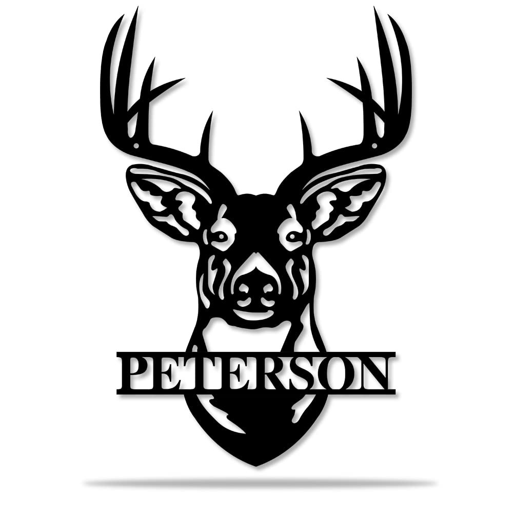 Custom Metal Deer Head Wall Art - Antler Decor, Hunter Gift, Farm Sign, Fathers Day Present