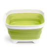 SAMMART 7.5L (2 gallons) Collapsible Plastic Dishpan with Draining Plug - Portable Washing Basin - Foldable Washing Tub - Pop Up Saving (White/Olive Green) view 1