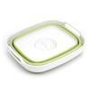 SAMMART 7.5L (2 gallons) Collapsible Plastic Dishpan with Draining Plug - Portable Washing Basin - Foldable Washing Tub - Pop Up Saving (White/Olive Green) view 2