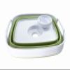 SAMMART 7.5L (2 gallons) Collapsible Plastic Dishpan with Draining Plug - Portable Washing Basin - Foldable Washing Tub - Pop Up Saving (White/Olive Green) view 4