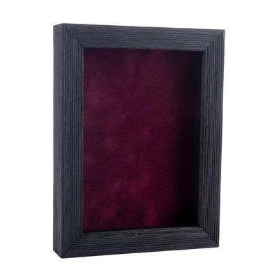11x14 Shadow Box Frame Barnwood Black Wood | with a 1" Usable Display Depth | Includes a Dark Berry Real Suede Texture Acid-Free Backing Board, UV Resistant Acrylic, and Hanging Hardware