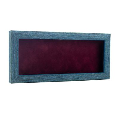 10x20 Shadow Box Frame Blue Wood | with a 1" Usable Display Depth | Includes a Dark Berry Real Suede Texture Acid-Free Backing Board, UV Resistant Acrylic, and Hanging Hardware