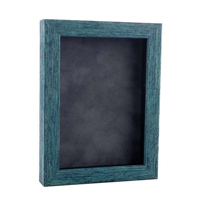 11x14 Shadow Box Frame Blue Wood | with a 1" Usable Display Depth | Includes a Dark Grey Real Suede Texture Acid-Free Backing Board, UV Resistant Acrylic, and Hanging Hardware
