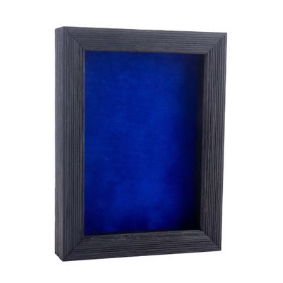 11x14 Shadow Box Frame Barnwood Black Wood | with a 1" Usable Display Depth | Includes a Royal Blue Real Suede Texture Acid-Free Backing Board, UV Resistant Acrylic, and Hanging Hardware