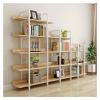 KIZQYN Bookcase Bookshelf Shelf Bookcase Wall Living Room Floor Multi-Layer Shelf Cabinet Layered Rack Display Rack Steel Wood Wrought Iron Art Bookshelf (Color : 13) view 2