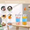 2 pcs Iced Coffee Cups with Lids, 16 oz Glass Cups with Lids and Straws, Reusable Tumbler with Silicone Sleeve, Wide Mouth Can Shaped Drinking Glasses for Coffee Juice Water Smoothie (Black) view 4