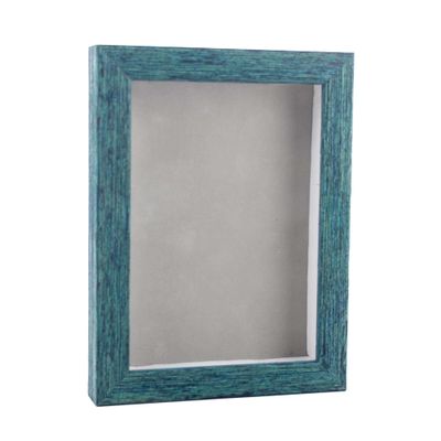 11x14 Shadow Box Frame Blue Wood | with a 1" Usable Display Depth | Includes a Light Grey Real Suede Texture Acid-Free Backing Board, UV Resistant Acrylic, and Hanging Hardware