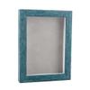 11x14 Shadow Box Frame Blue Wood | with a 1" Usable Display Depth | Includes a Light Grey Real Suede Texture Acid-Free Backing Board, UV Resistant Acrylic, and Hanging Hardware view 1