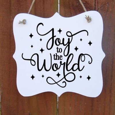 Agriism Christmas Wood Sign,Joy to The World Sign,Christian Farmhouse,Holiday Front Door Wreath Sign,Rustic Home Wall Decor,Merry Christmas Sign 8x12 Inch