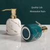 VNABO Round Soap Dispenser Ceramic Marble Pattern Soap Pump with Rust Proof Pump, Leak Proof Fillable Lotion Dispenser 300ml/10.1oz view 4
