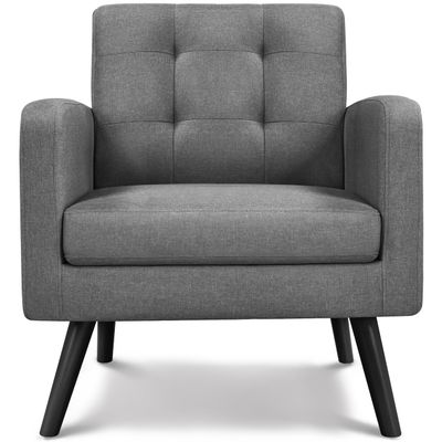 Topeakmart Mid Century Accent Chair, Modern and Cozy Barrel Sofa Chair with Thick Cushion and Sturdy Wood Legs for Living Room/Bed Room/Office Waiting Area, Dark Gray