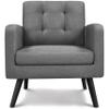 Topeakmart Mid Century Accent Chair, Modern and Cozy Barrel Sofa Chair with Thick Cushion and Sturdy Wood Legs for Living Room/Bed Room/Office Waiting Area, Dark Gray view 1