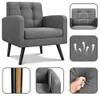 Topeakmart Mid Century Accent Chair, Modern and Cozy Barrel Sofa Chair with Thick Cushion and Sturdy Wood Legs for Living Room/Bed Room/Office Waiting Area, Dark Gray view 4