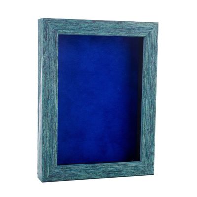 11x14 Shadow Box Frame Blue Wood | with a 1" Usable Display Depth | Includes a Royal Blue Real Suede Texture Acid-Free Backing Board, UV Resistant Acrylic, and Hanging Hardware