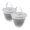 SAMMART 5.5L (1.4 Gallon) Collapsible Plastic Bucket with Lid - Foldable Round Tub with Lid - Portable Fishing Water Pail - Space Saving Outdoor Waterpot. (White/Grey (Set of 2)) view 1