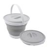 SAMMART 5.5L (1.4 Gallon) Collapsible Plastic Bucket with Lid - Foldable Round Tub with Lid - Portable Fishing Water Pail - Space Saving Outdoor Waterpot. (White/Grey (Set of 2)) view 2