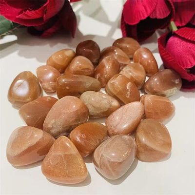 Wholesale Natural Polished Peach Moonstone Healing Stones Crystal Tumbled 20MM-25MM for Decoration (2000G)
