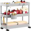 Pipishell Slim Storage Cart with Wheels - 3 Tier Bathroom Organizers and Storage Cart - Rolling Carts for Bathroom, Kitchen, Narrow Space, Laundry Room,Gray view 1