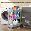 Pipishell Slim Storage Cart with Wheels - 3 Tier Bathroom Organizers and Storage Cart - Rolling Carts for Bathroom, Kitchen, Narrow Space, Laundry Room,Gray view 2