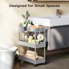 Pipishell Slim Storage Cart with Wheels - 3 Tier Bathroom Organizers and Storage Cart - Rolling Carts for Bathroom, Kitchen, Narrow Space, Laundry Room,Gray view 3