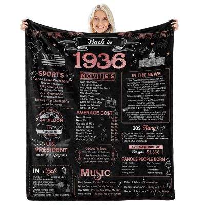 aisdfhsa 90th Birthday Gifts for Women - Back in 1936-90 Year Old Birthday Gift Ideas for Women Throw Blanket 60Lx50W