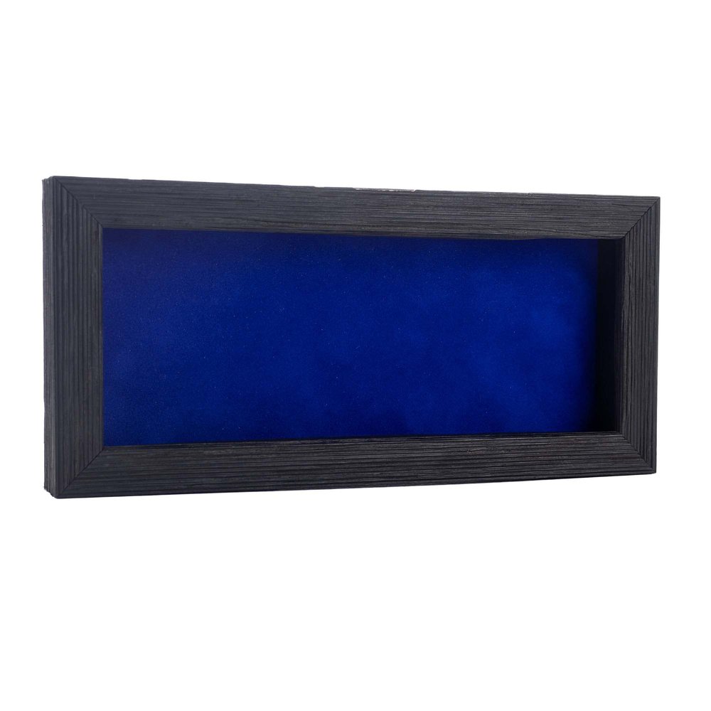 10x20 Shadow Box Frame Barnwood Black Wood | with a 1" Usable Display Depth | Includes a Royal Blue Real Suede Texture Acid-Free Backing Board, UV Resistant Acrylic, and Hanging Hardware