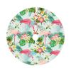 Flamingo Christmas Tree Skirt for Xmas Holiday Party Supplies Large Tree Mat Decor, Tropical Summer Pink Flamingo Palm Leaves Flowers Ornaments 30" view 1