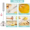Semi-automatic Whisk, Stainless Steel Egg Beater, Hand Push Rotary Whisks Mixer Stirrer for Making Cream, Whisking, Beating and Stirring (Silver) view 4