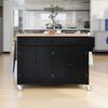 DOONREXS New Upgrade Thicken Wooden Kitchen Island on Wheels with Storage, Space-Saving Mobile Rolling Kitchen Island Cart with 2 Large Storage Drawers and Cabinet, Spice Rack, Towel Rack (Black) view 2