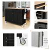 DOONREXS New Upgrade Thicken Wooden Kitchen Island on Wheels with Storage, Space-Saving Mobile Rolling Kitchen Island Cart with 2 Large Storage Drawers and Cabinet, Spice Rack, Towel Rack (Black) view 3