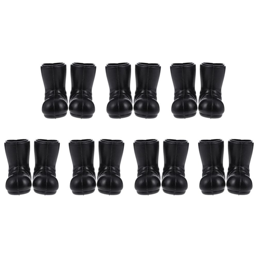 Ipetboom Mini Santa Boots - 7 Pairs Decorative Christmas Doll Shoes Model Small Gnome Shoes - Black Plastic Gnomes Santa Claus Tiny Boot for Crafts Decor Dollhouse Ornaments Costume Accessories