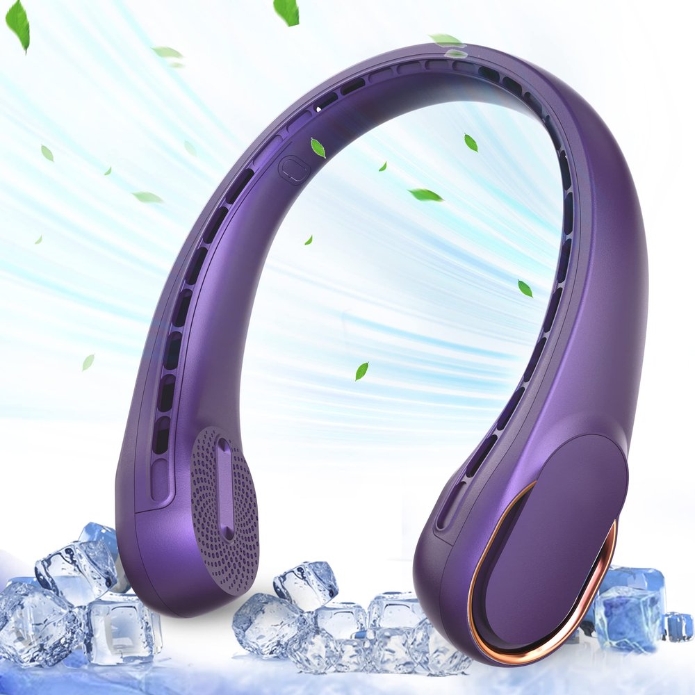 ASNUG Portable Neck Fan, Neck Fans for Men, 4000 mAh Rechargeable Personal Fan,360 Hands Free Bladeless Fan, 3 Speeds Adjustable, Faster Cooling, Super Quiet, Suitable for Home, Office, Sports
