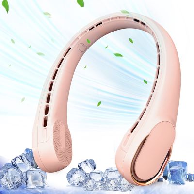 ASNUG Portable Neck Fan, Neck Fans for Women, 4000 mAh Rechargeable Personal Fan,360 Hands Free Bladeless Fan, 3 Speeds Adjustable, Faster Cooling, Super Quiet, Suitable for Home, Office, Travel
