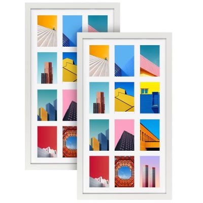 SPEPLA 12 Opening 4x6 White Collage Picture Frames Set of 2, Multiple Frames for Displaying 6x4 Photos with Mat