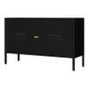 LINGZOE 2 Door Black Sideboard with 2-Layer partition, Metal TV Stand Accent Cabinet with Storage for livingroom view 1
