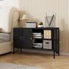 LINGZOE 2 Door Black Sideboard with 2-Layer partition, Metal TV Stand Accent Cabinet with Storage for livingroom view 2
