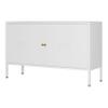 LINGZOE 2 door metal TV stand cabinet with storage for livingroomwhite Storage Sideboard with 2-layer partition view 1