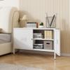 LINGZOE 2 door metal TV stand cabinet with storage for livingroomwhite Storage Sideboard with 2-layer partition view 2